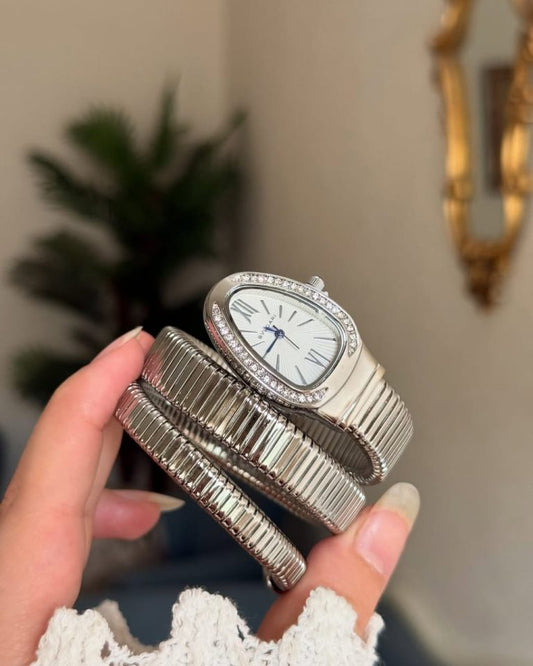 Serpenti Snake Watch Silver White